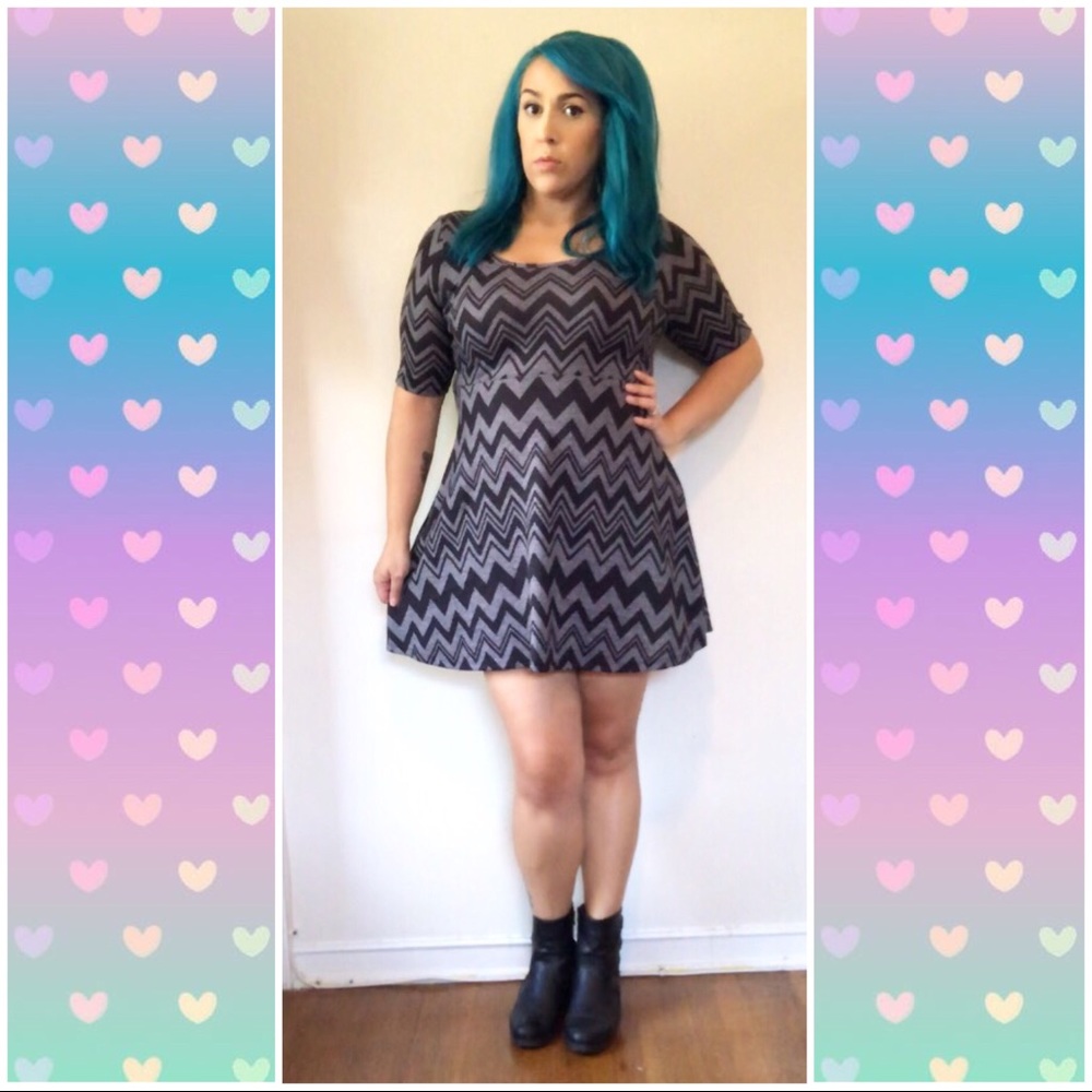Xhileration Black and Gray Mini Sweater Dress XL